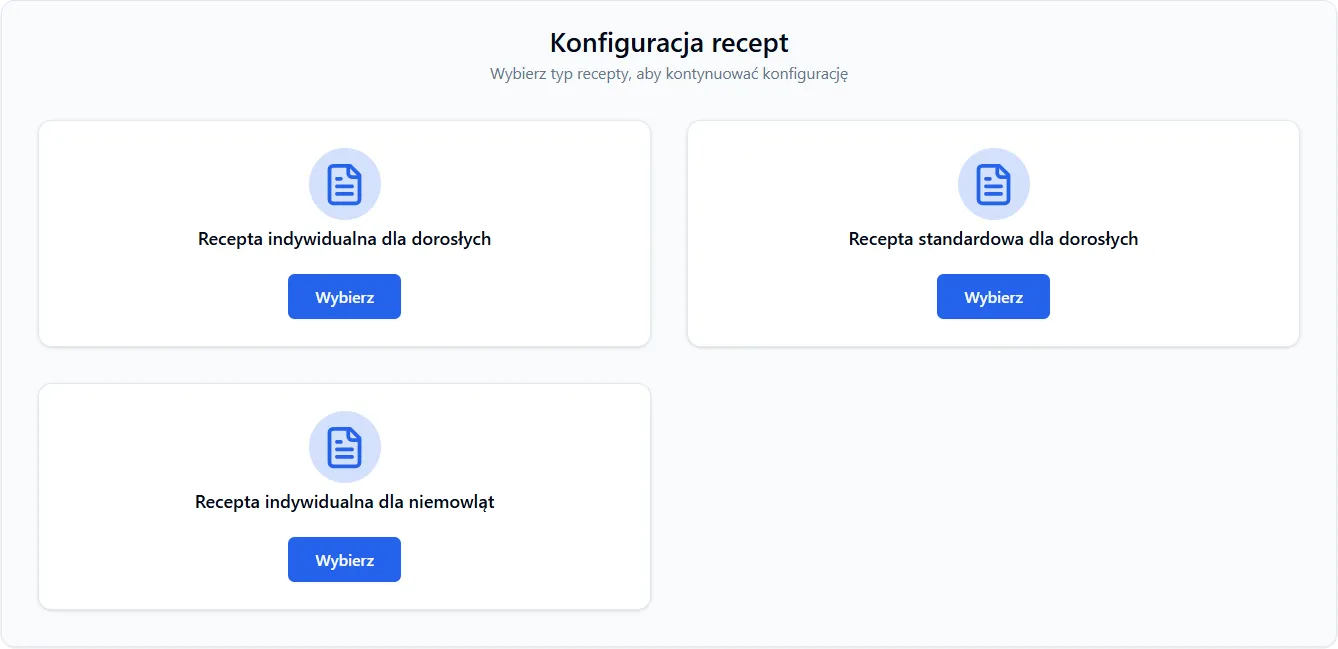 Wybór typu recepty