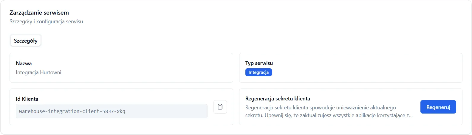 Szczegóły serwisu