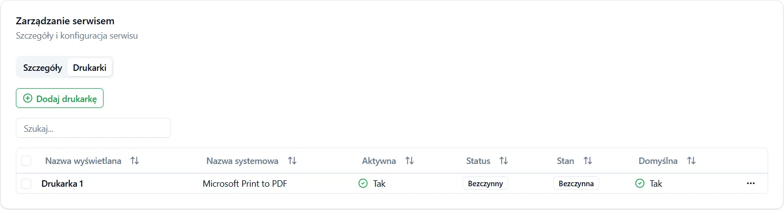 Drukarki serwisu